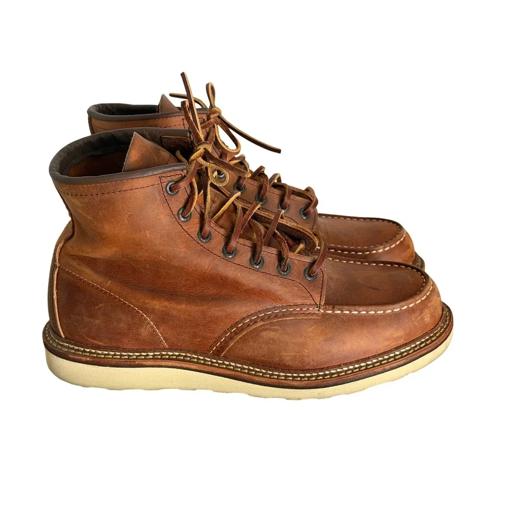 Red Wing Classic Moc Toe Boots Mens 10.5 D  Copper Leather  1907 Heritage USA